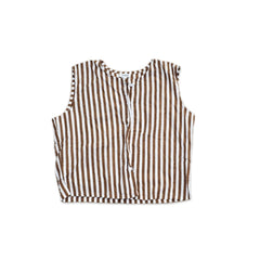 Cotton Button Tank - Brown Stripe