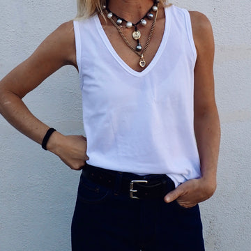 V-Neck Tank Organic Cotton - White