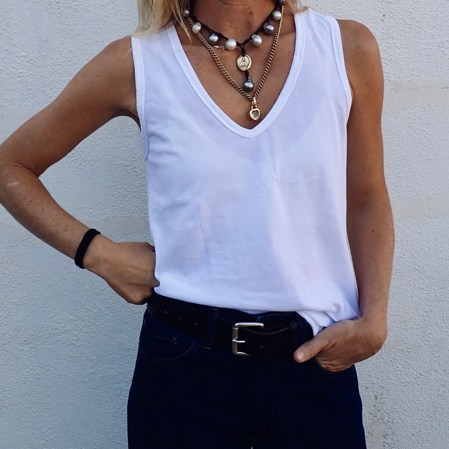 V-Neck Tank Organic Cotton - White