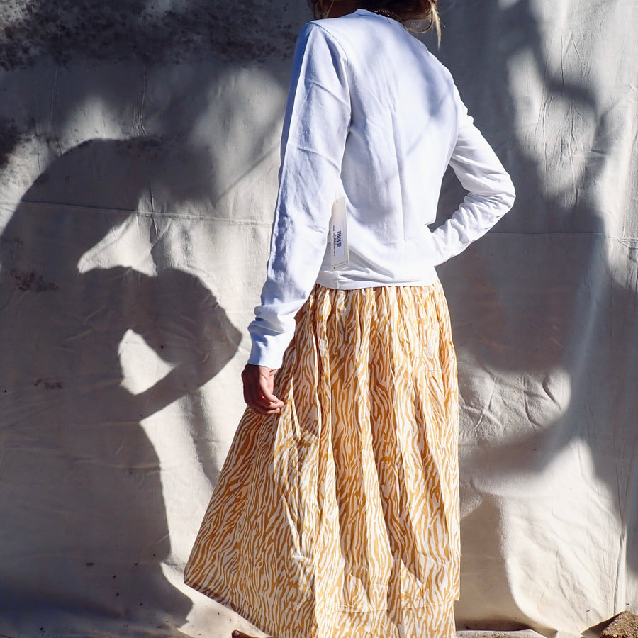 Cotton Print Skirt - Gold Zebra