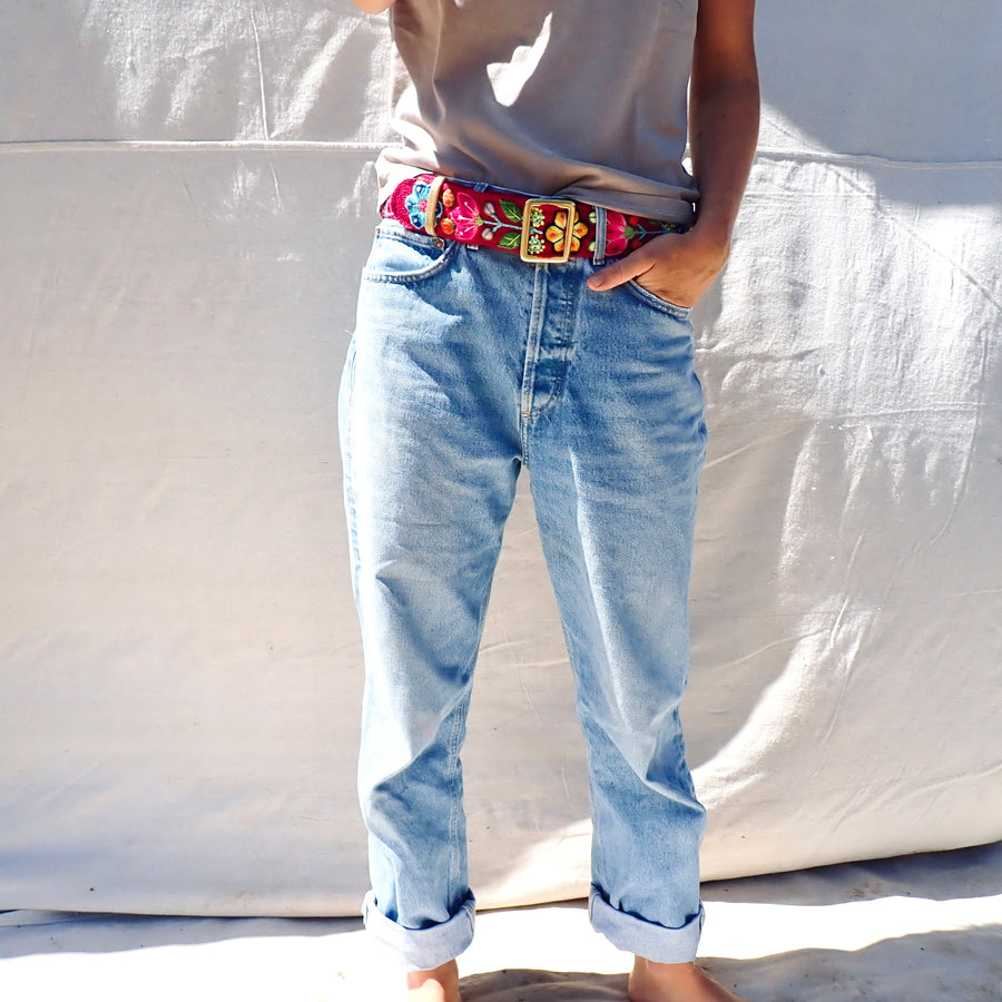 Flower Slide Belt - Red