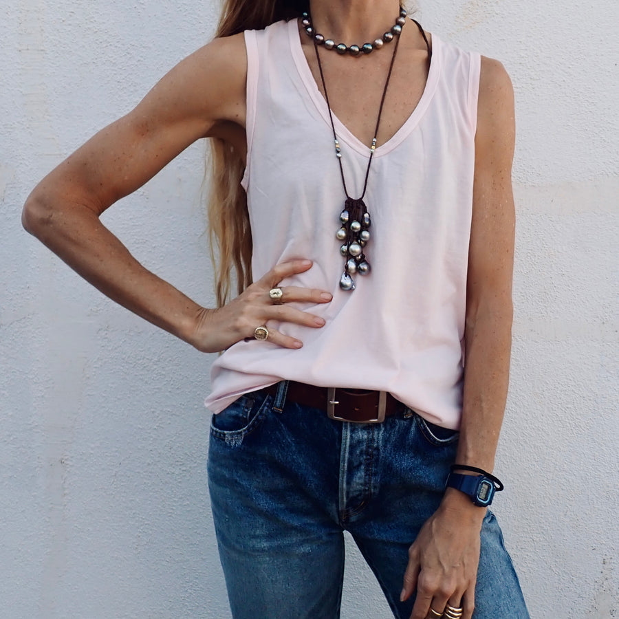 V-Neck Tank Organic Cotton - Ballet Slipper