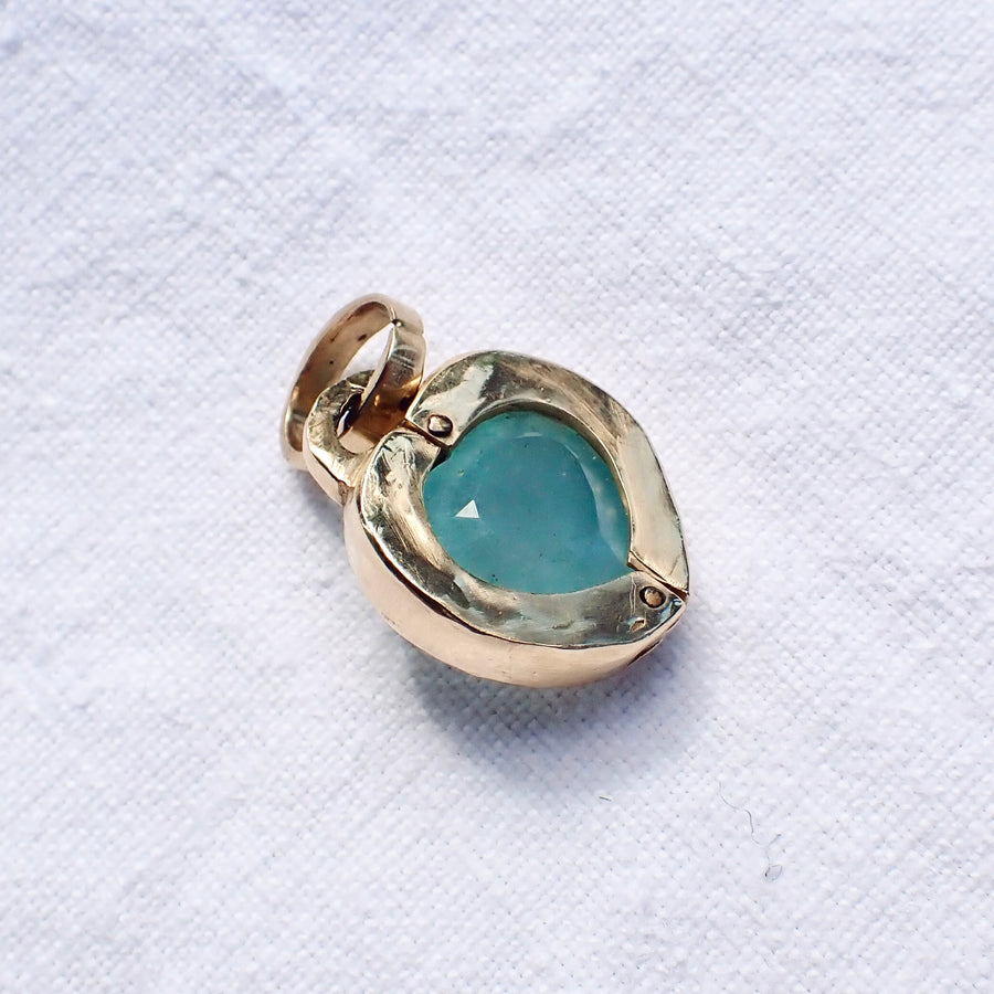 Heart Locket - Aquamarine