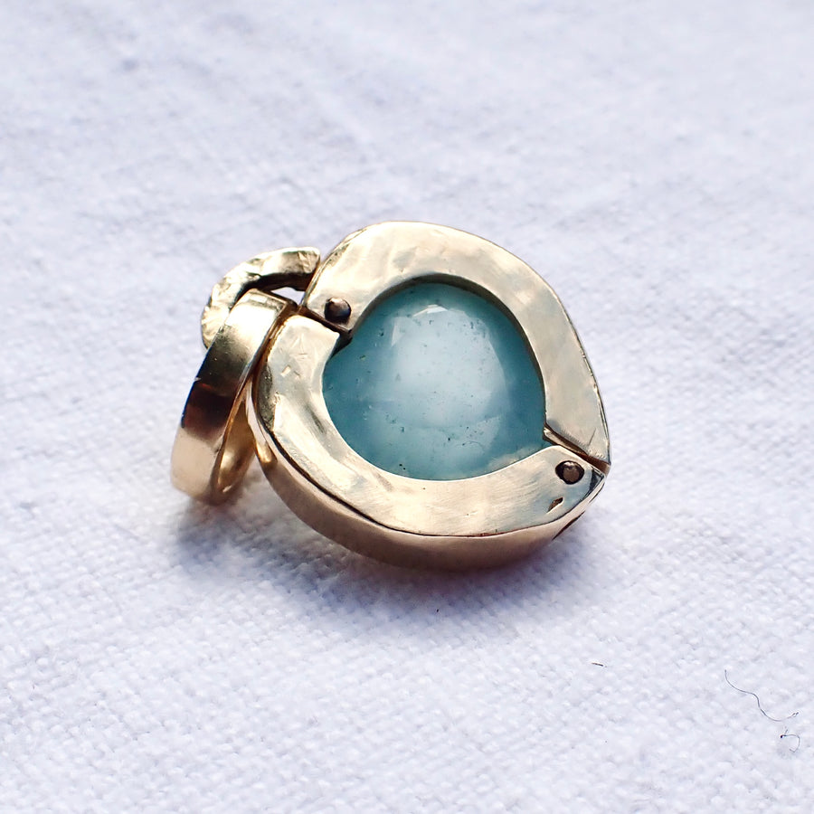 Heart Locket - Aquamarine