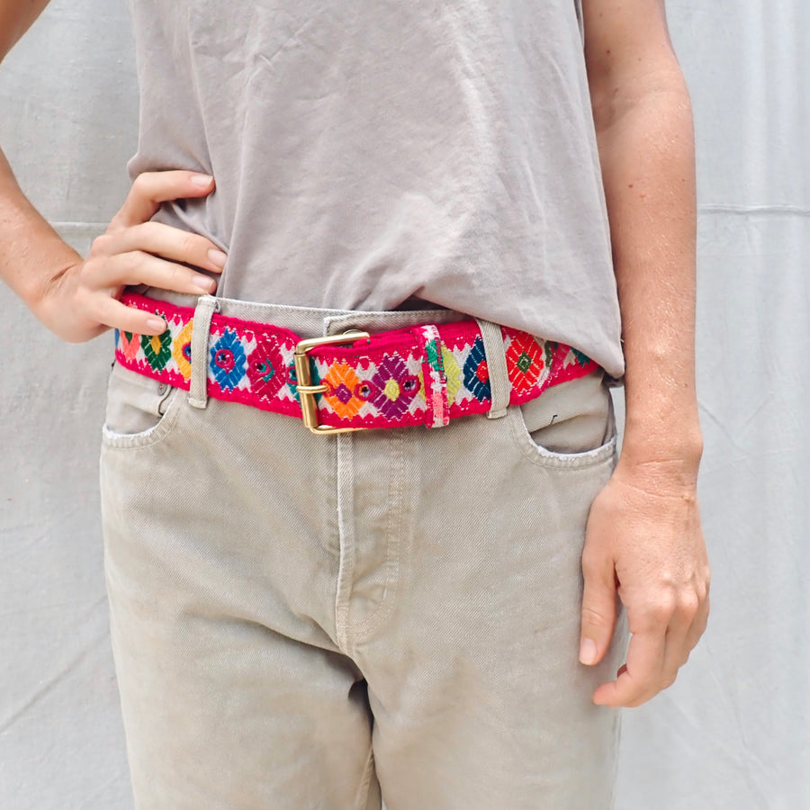 Vintage Woolen Belt - Pink Flower