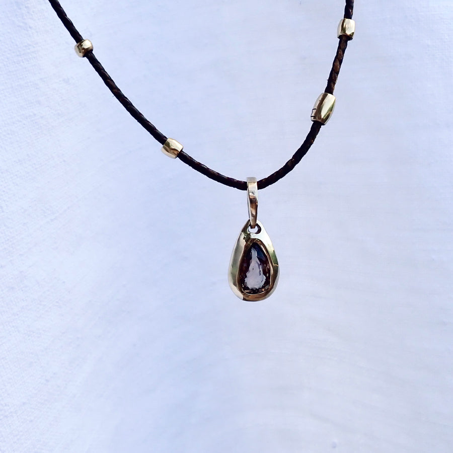 Gemstone Drop Pendant - Smokey Topaz