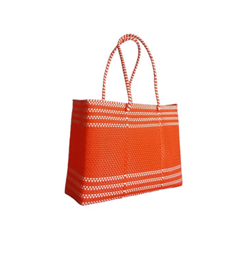 Mercado bag- orange/ white stripes
