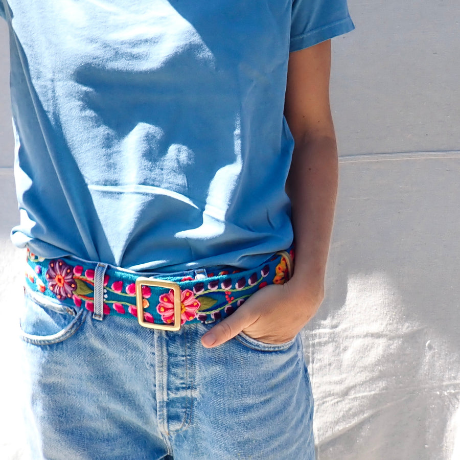 Flower Slide Belt - Blue