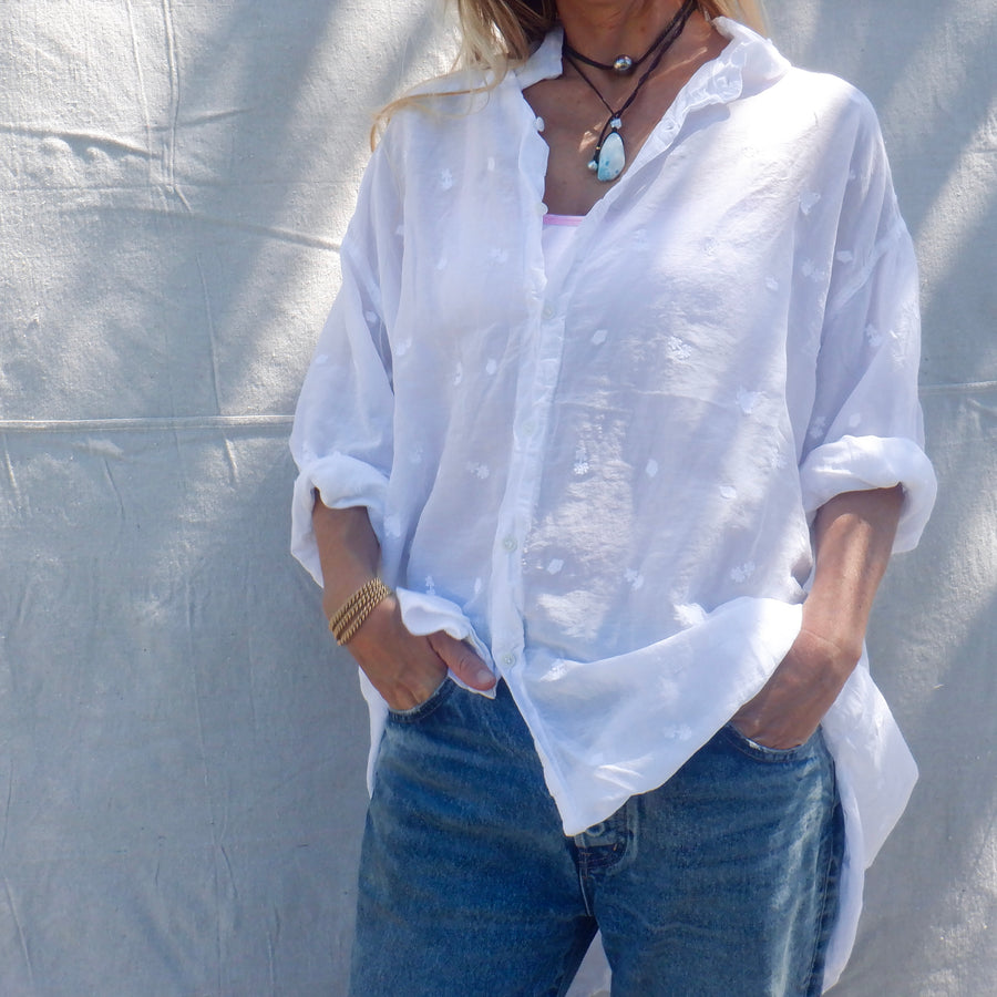 Jane Tunic - White Embroidered