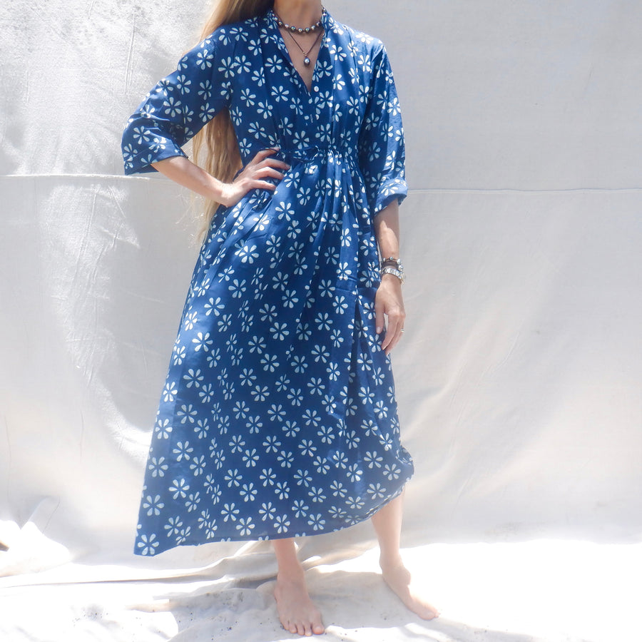 Cotton print Dress - Navy daisy