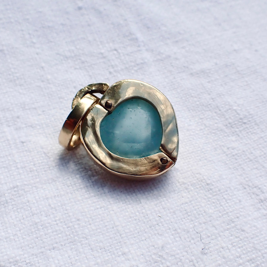 Heart Locket - Aquamarine