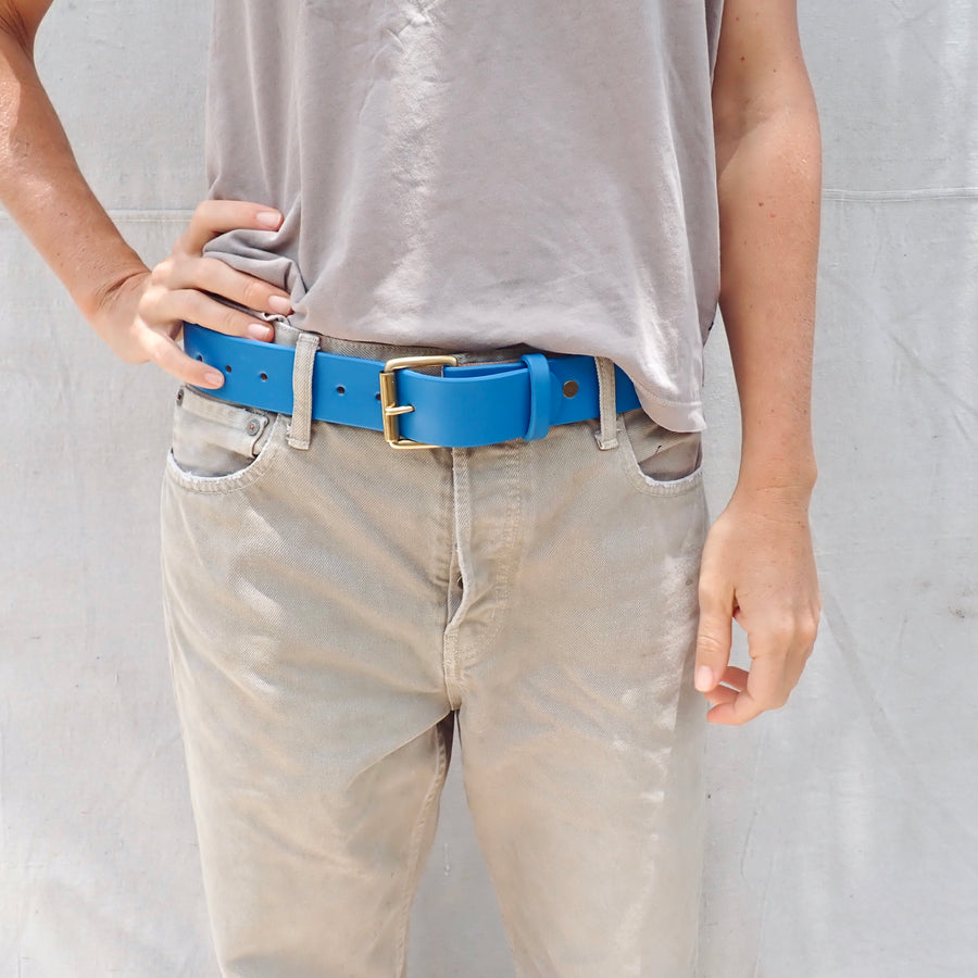 Belt French Blue - brass rollo buckle