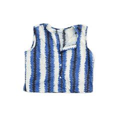 Cotton Button Tank - Blue ZigZag