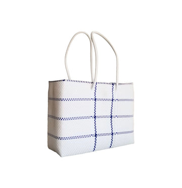 Mercado bag- white/blue check