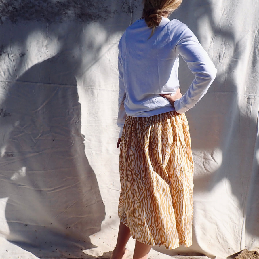 Cotton Print Skirt - Gold Zebra