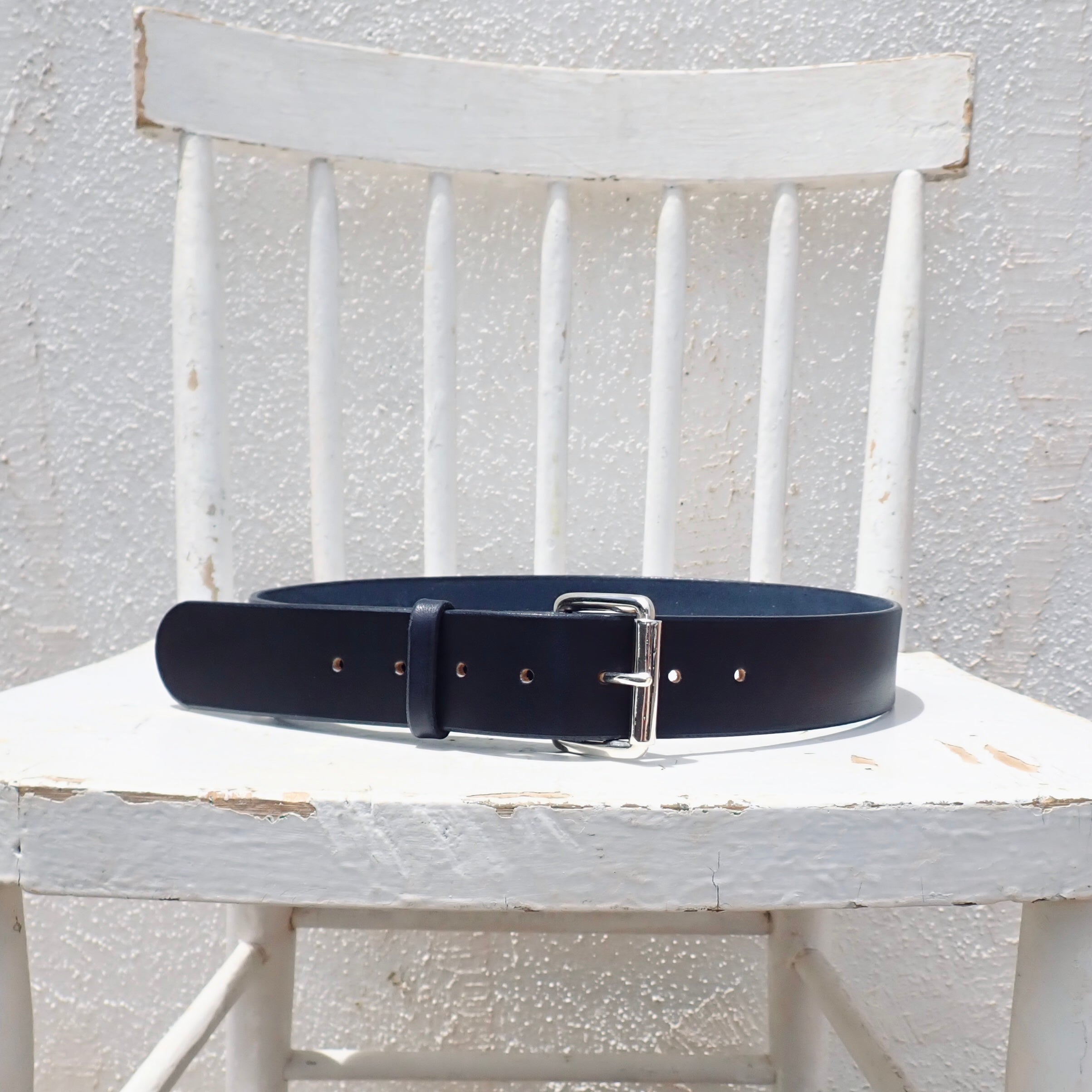 IMRIE LEATHER BELT Black Belt - Brass Double Prong Buckle – Imrie Industries main image 3