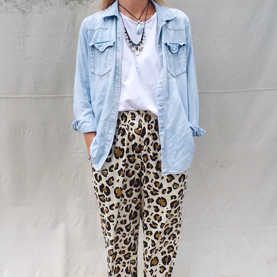 Cotton Trousers- Leopard