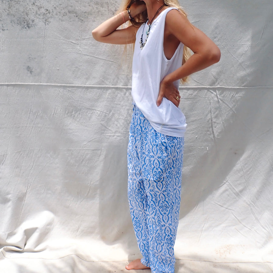 Cotton Trousers- Blue Paisley