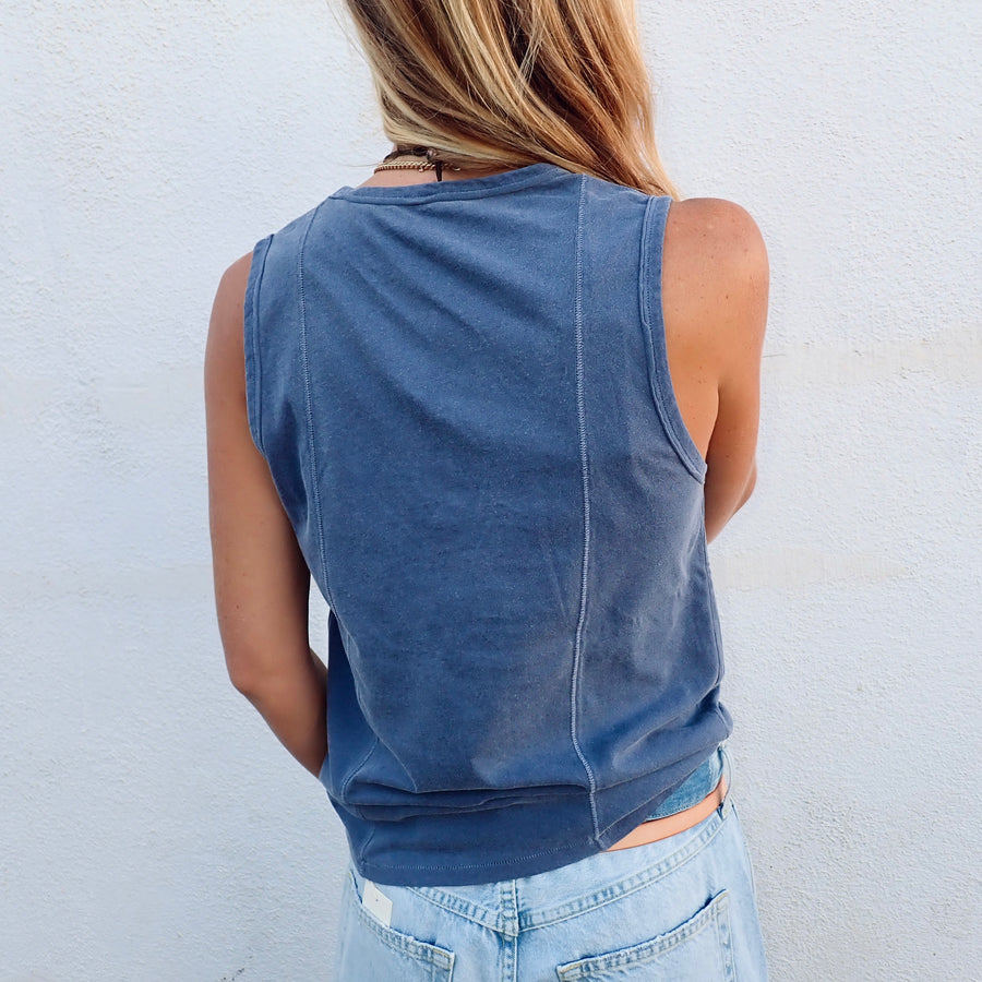 V-Neck Tank Organic Cotton - Washed Seaborne