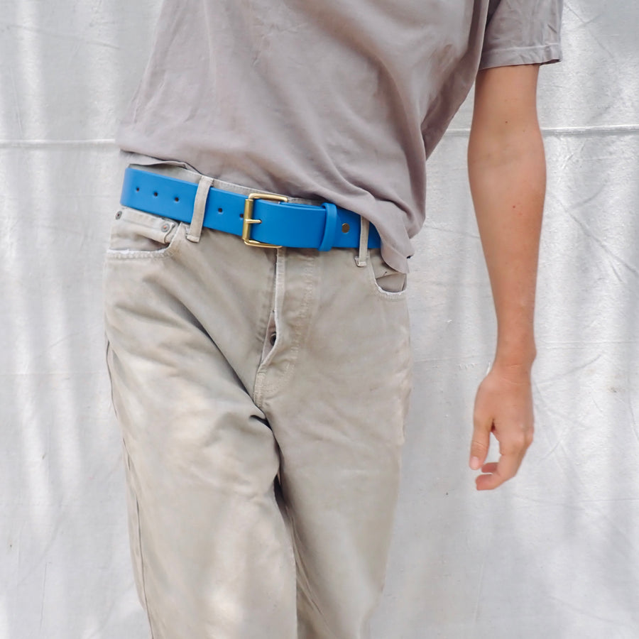 Belt French Blue - brass rollo buckle