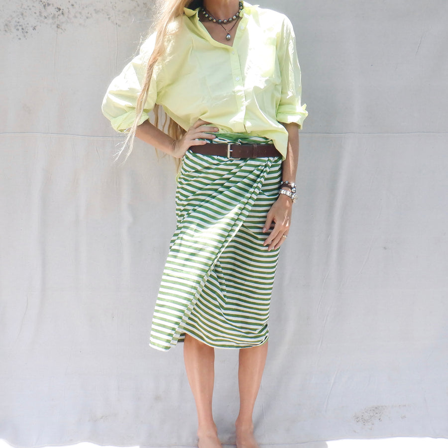 Cotton print sarong- green stripe