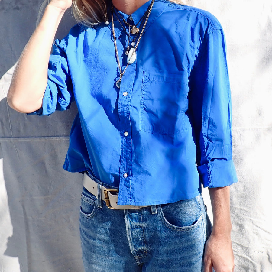 Ruth Crop Shirt - FrenchBlue