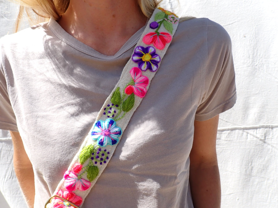 Vintage flower strap-white/natural