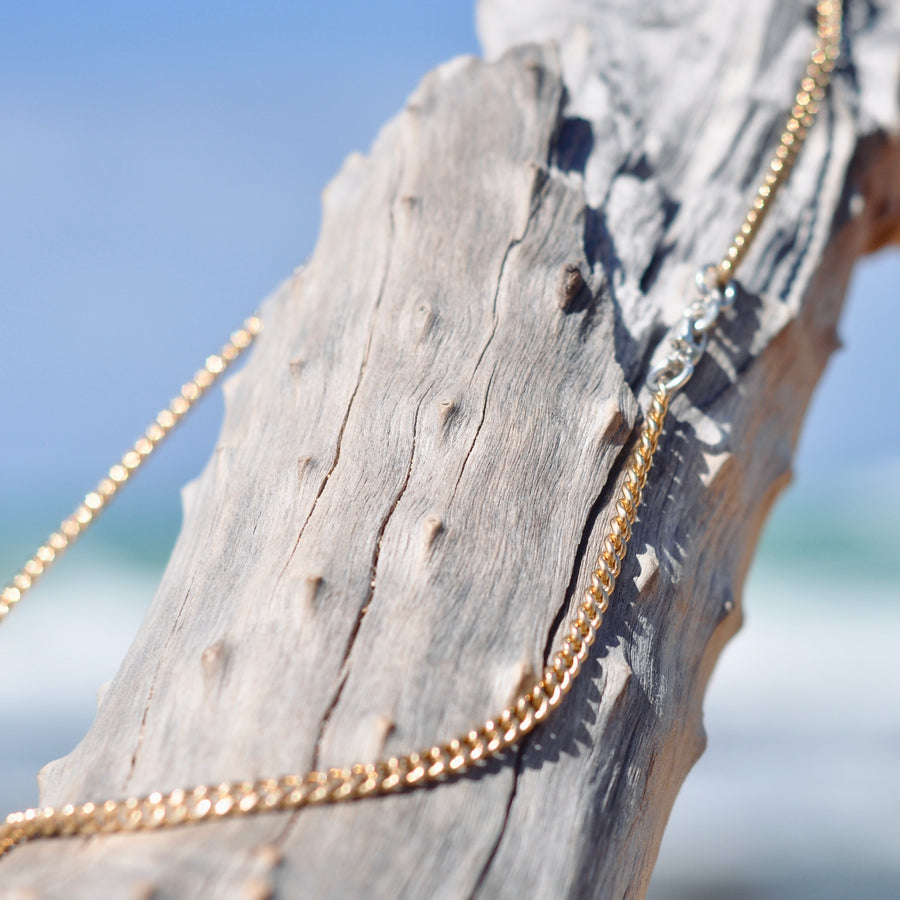 Curb Chain Necklace Gold Fill w Sterling Clasp