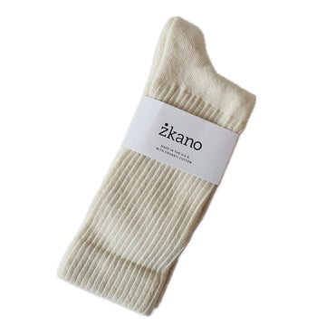 Rib Knit Crew Socks - Natural