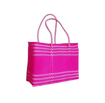 Mercado bag- pink /white stripes