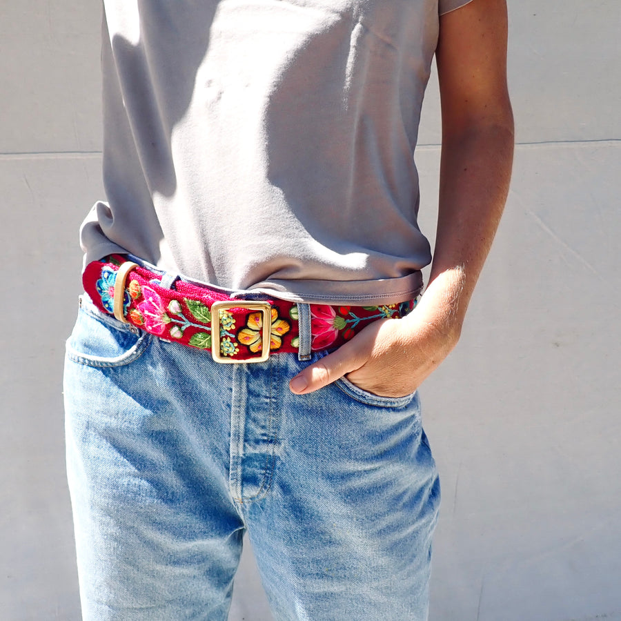 Flower Slide Belt - Red