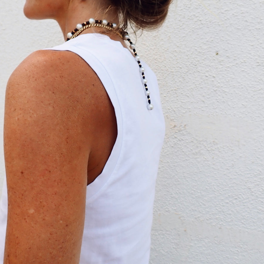 Double Weight Short Muscle Tank - White