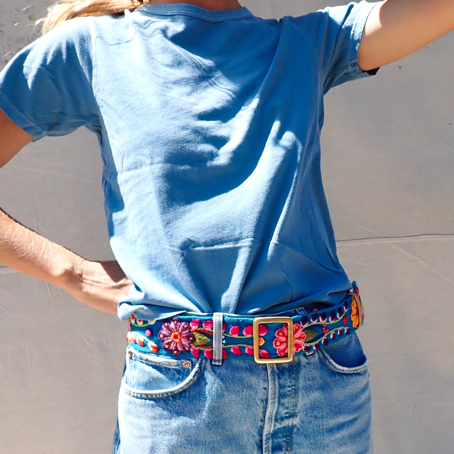 Flower Slide Belt - Blue