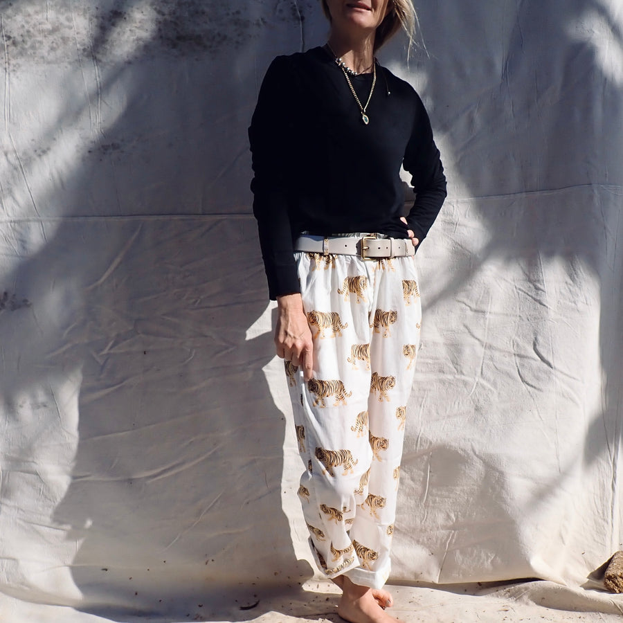 Cotton Trousers - White Tiger