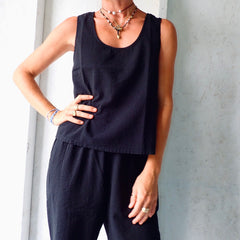 Seersucker Tank - Black