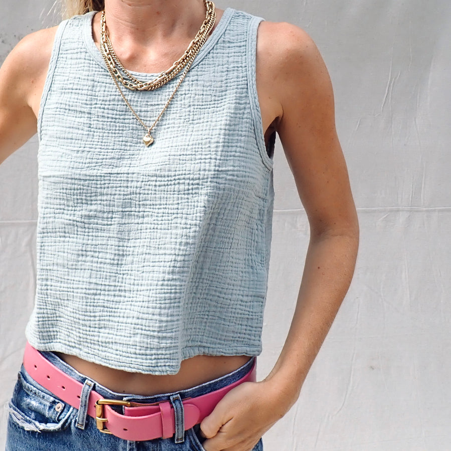 Organic reversible gauze tank- Misty Sage