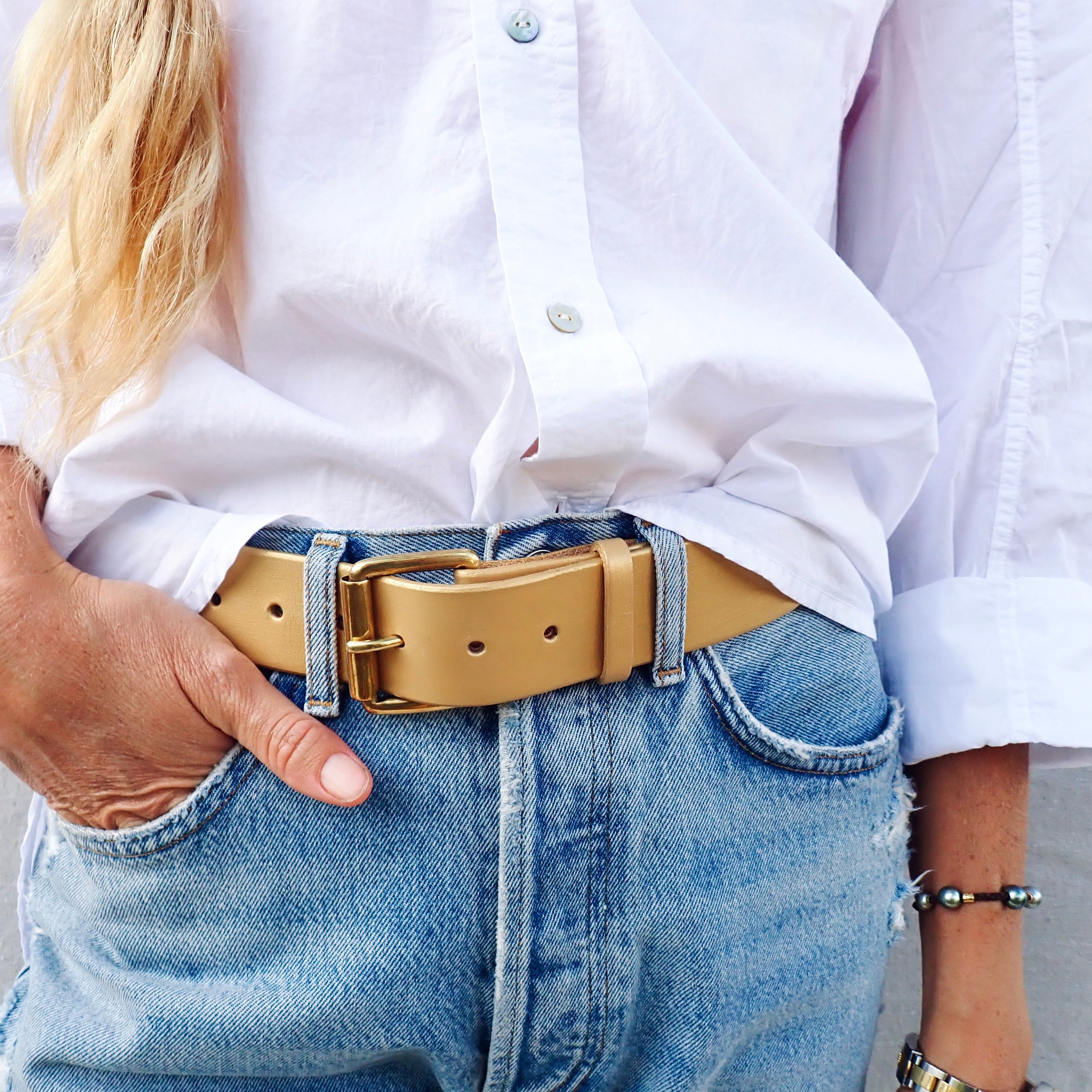 Gold belt - brass rollo buckle – Imrie Industries