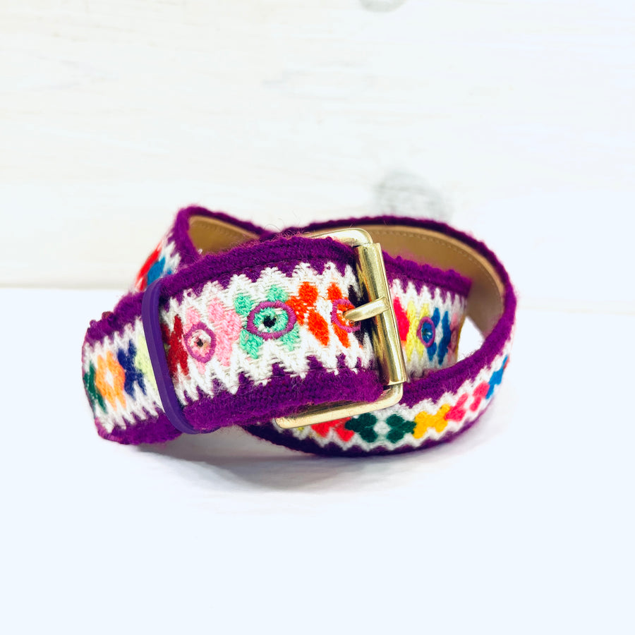 Vintage Woolen Belt - Purple Geo
