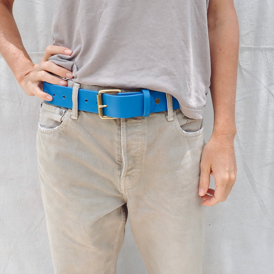 Belt French Blue - brass rollo buckle