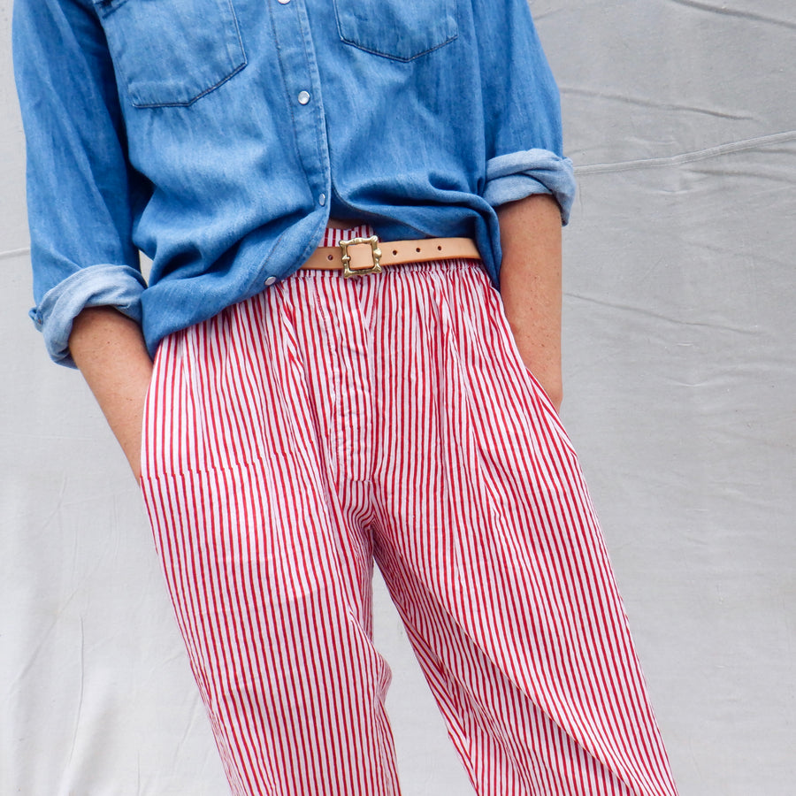 Cotton Trouser - Red Stripe