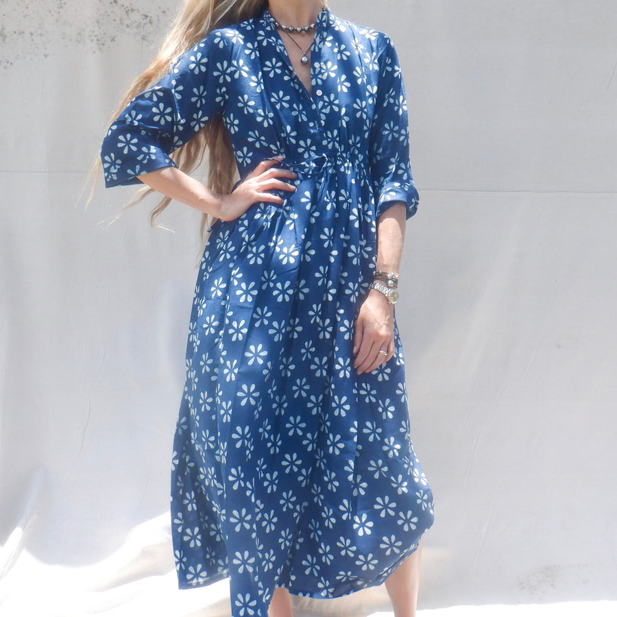 Cotton print Dress - Navy daisy