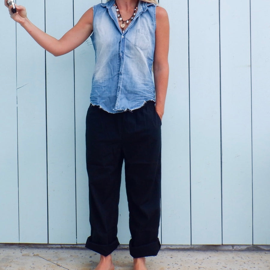 Organic Poplin Pants - Black