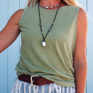 Muscle Tank with Back Seam - Olive