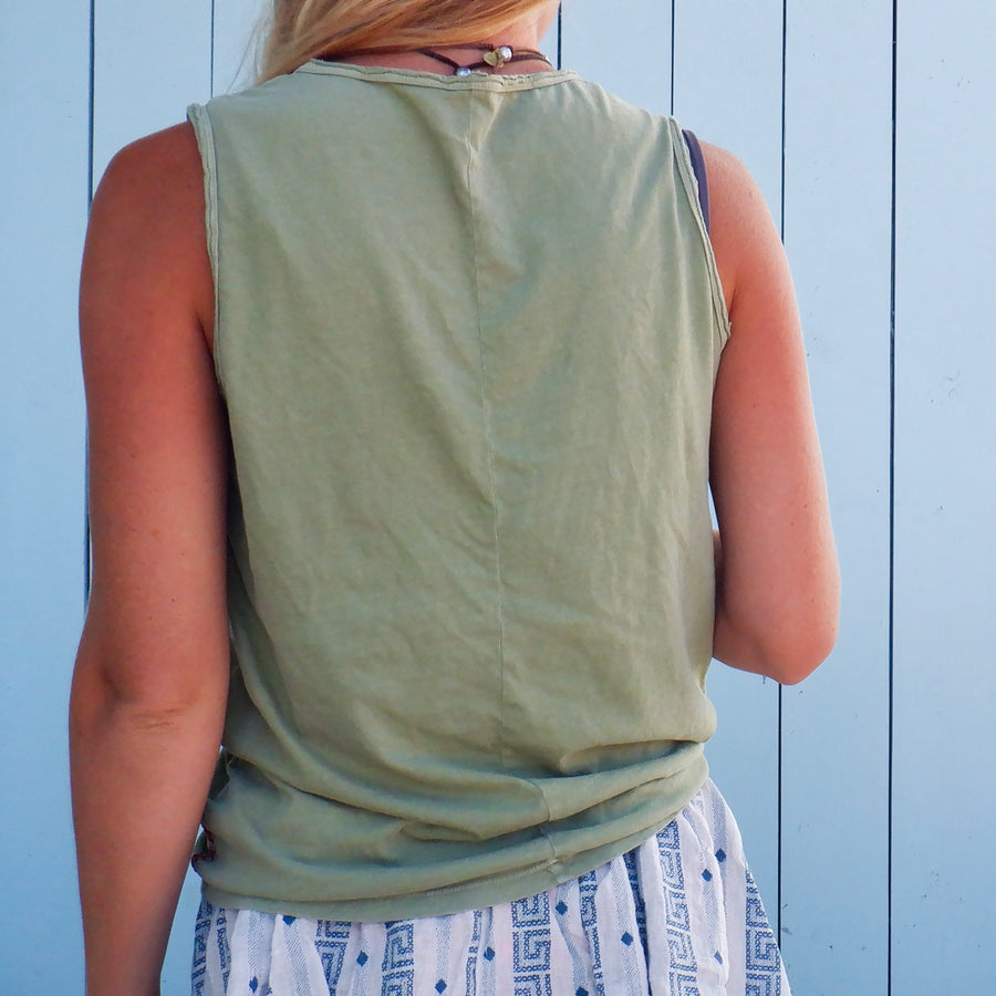 Muscle Tank with Back Seam - Olive