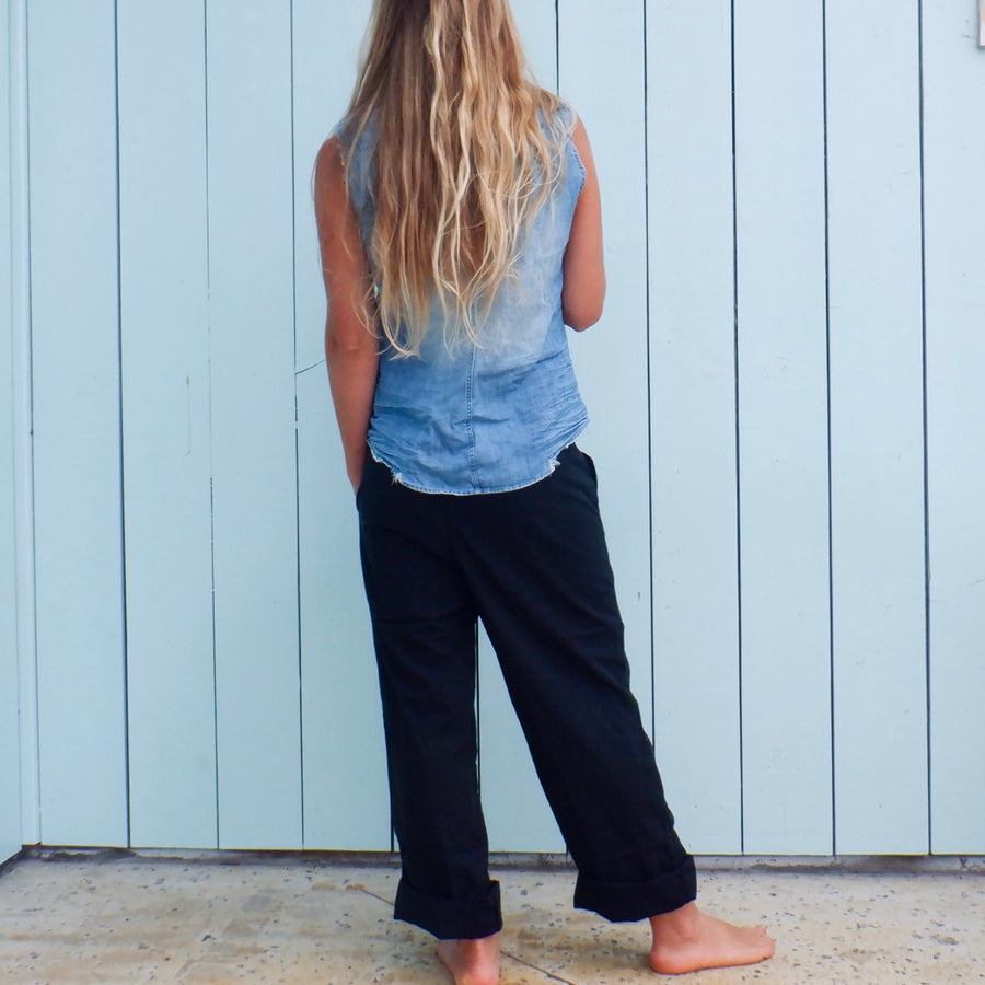Organic Poplin Pants - Black