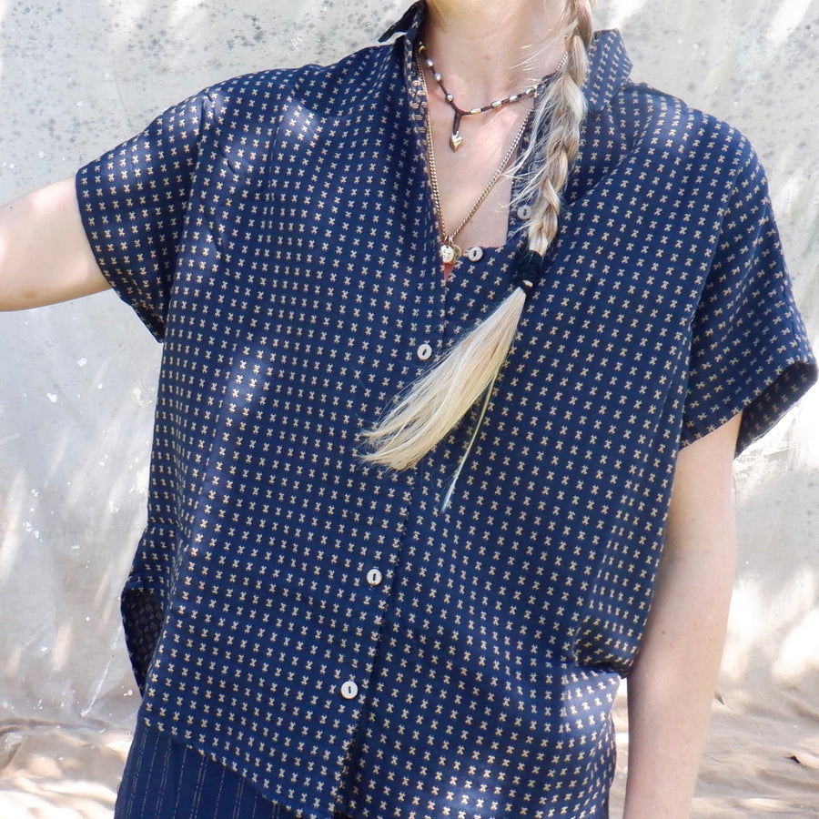 Short Sleeve Boxy Buttondown - Dobby