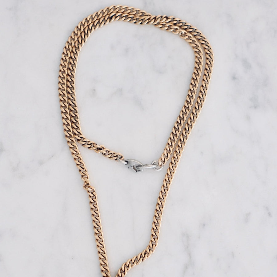 Curb Chain Necklace Gold Fill w Sterling Clasp