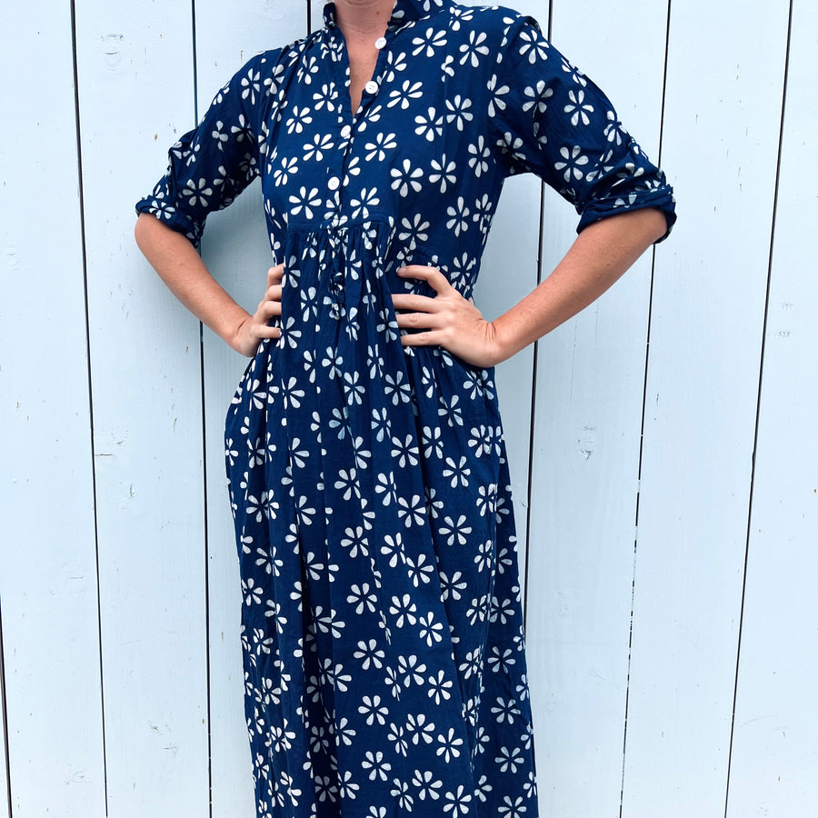 Cotton print Dress - Navy daisy