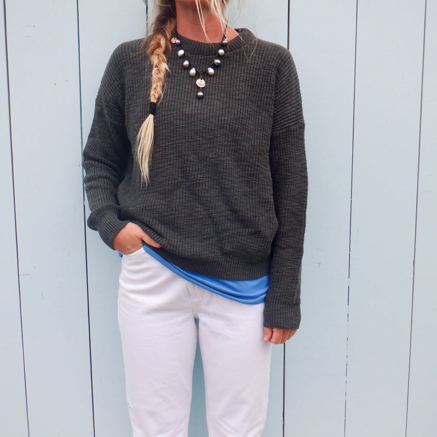 Pull On Sweater - Olive