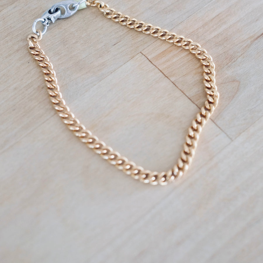 Curb Chain Bracelet. Gold + Silver